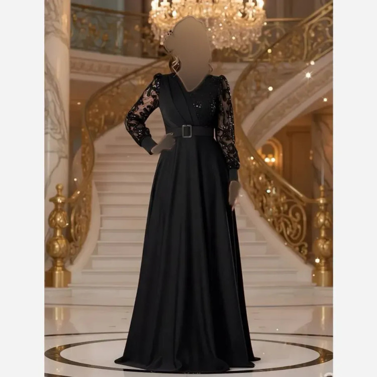 مانتو کرپ غواصی زنانه مجلسی پولکی ترک کد 442 مشکی سایزبندی 40 تا 50