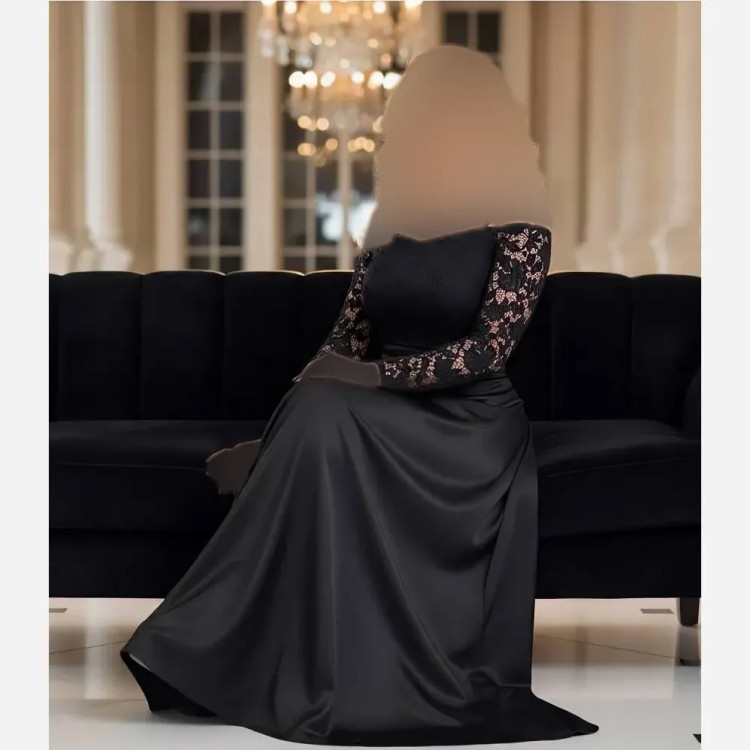 پیراهن مجلسی زنانه گیپور مخمل و ساتن آمریکایی سایزبندی کامل مشکی سبز سورمه ای