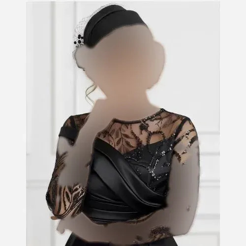 پیراهن مجلسی زنانه ارغوان حریر پولکی گلدوزی شده ترک و ساتن مشکی سایز 38 تا 50