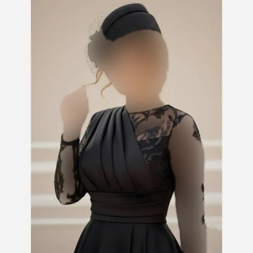 پیراهن زنانه ملیله دوزی شده با دامن ساتن آمریکایی مشکی سایزبندی کامل