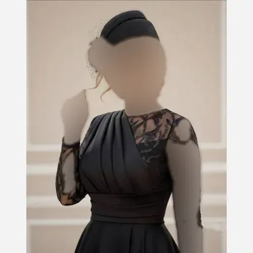 پیراهن زنانه ملیله دوزی شده با دامن ساتن آمریکایی مشکی سایزبندی کامل