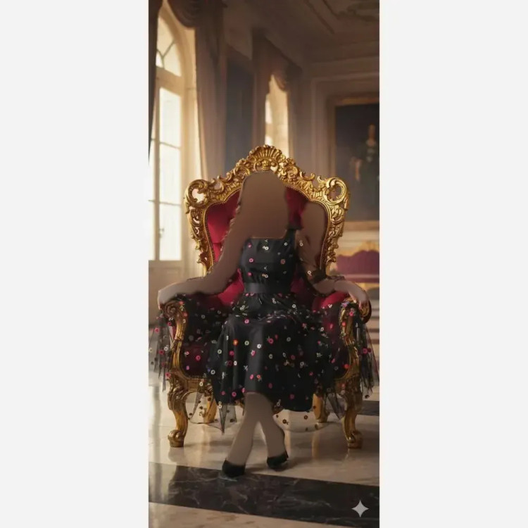 پیراهن مجلسی زنانه بابونه تور گلدوزی شده قد 130 سایز 36 تا 40 مشکی