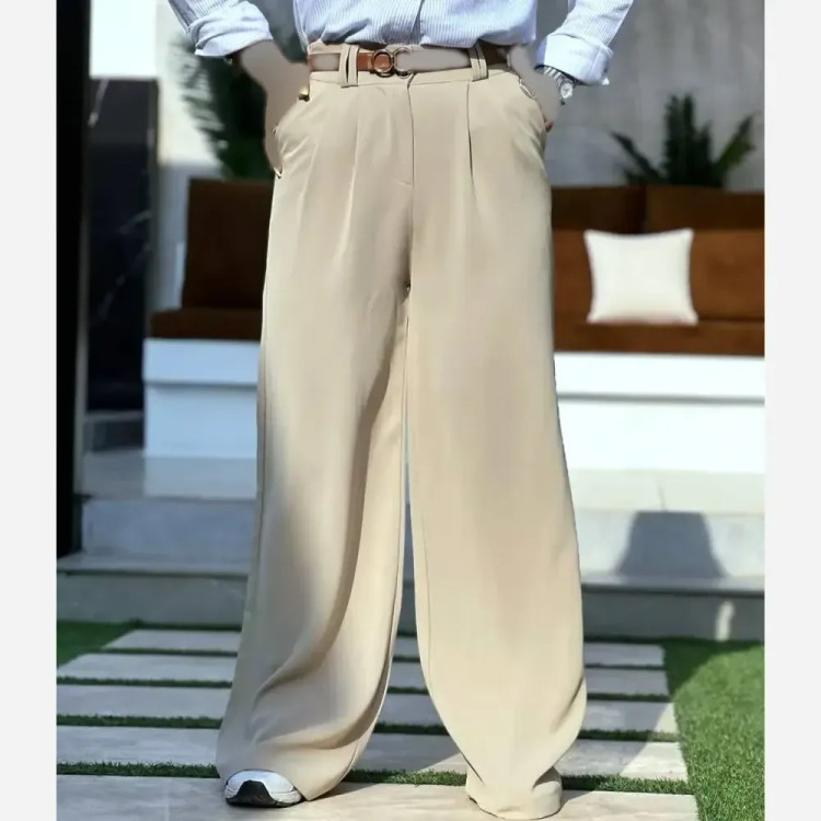 شلوار فول بگ کرپ مرگان زنانه سایز 40 تا 48 | شیک و مجلسی | ریزشی