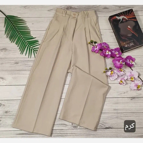 شلوار واید لگ کرپ دابل گرم بالا زنانه سایزبندی 38 تا 48