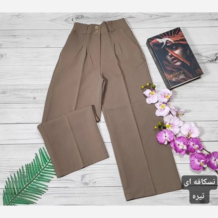 شلوار واید لگ کرپ دابل گرم بالا زنانه سایزبندی 38 تا 48