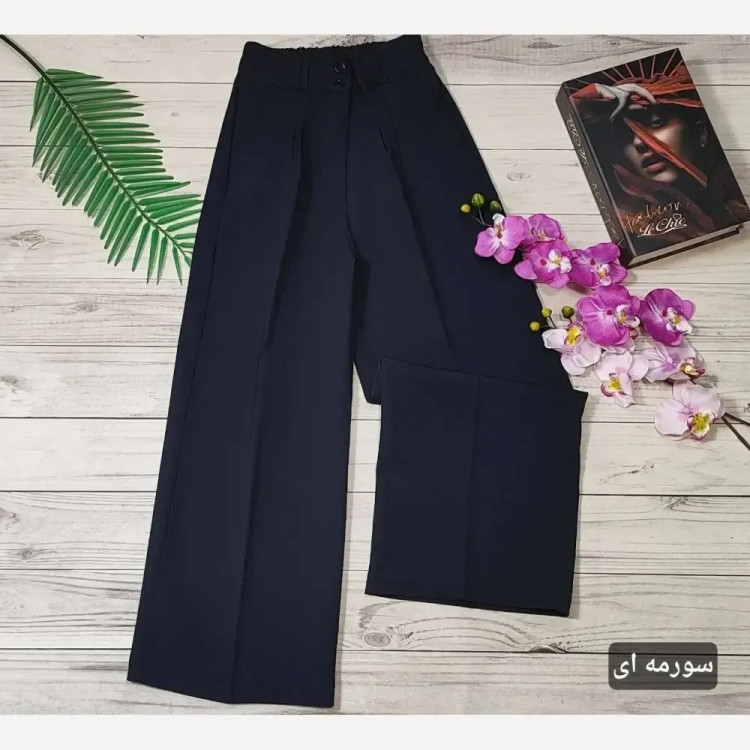 شلوار واید لگ کرپ دابل گرم بالا زنانه سایزبندی 38 تا 48