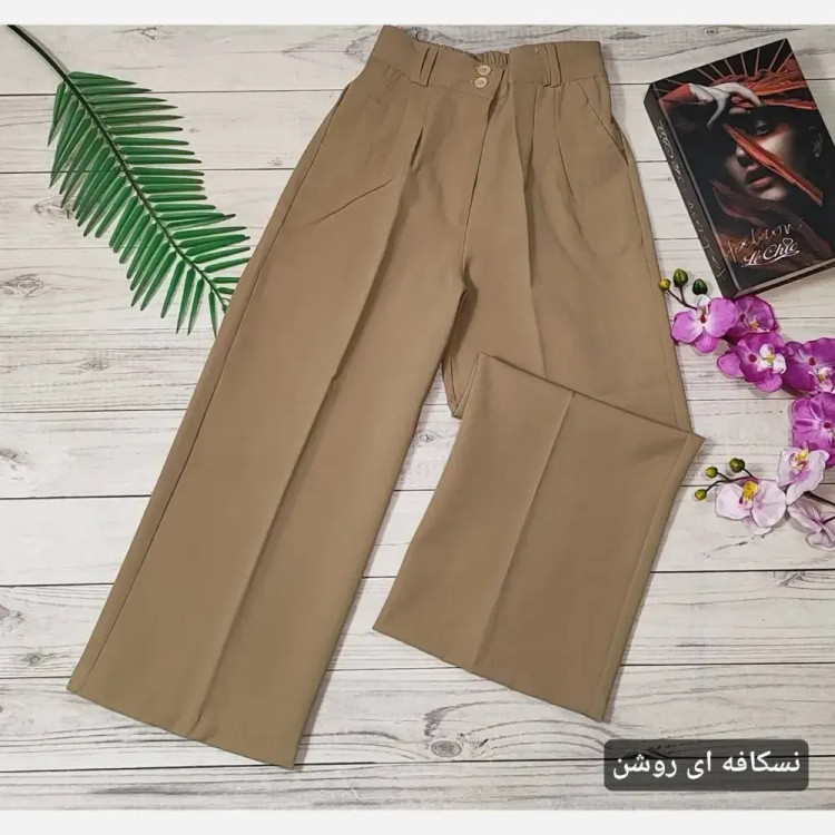 شلوار واید لگ کرپ دابل گرم بالا زنانه سایزبندی 38 تا 48