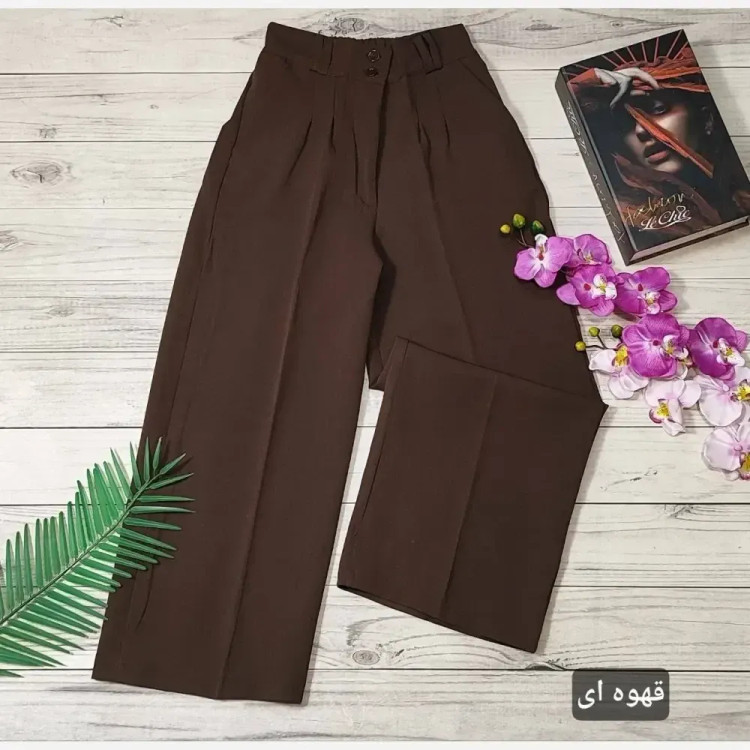 شلوار واید لگ کرپ دابل گرم بالا زنانه سایزبندی 38 تا 48