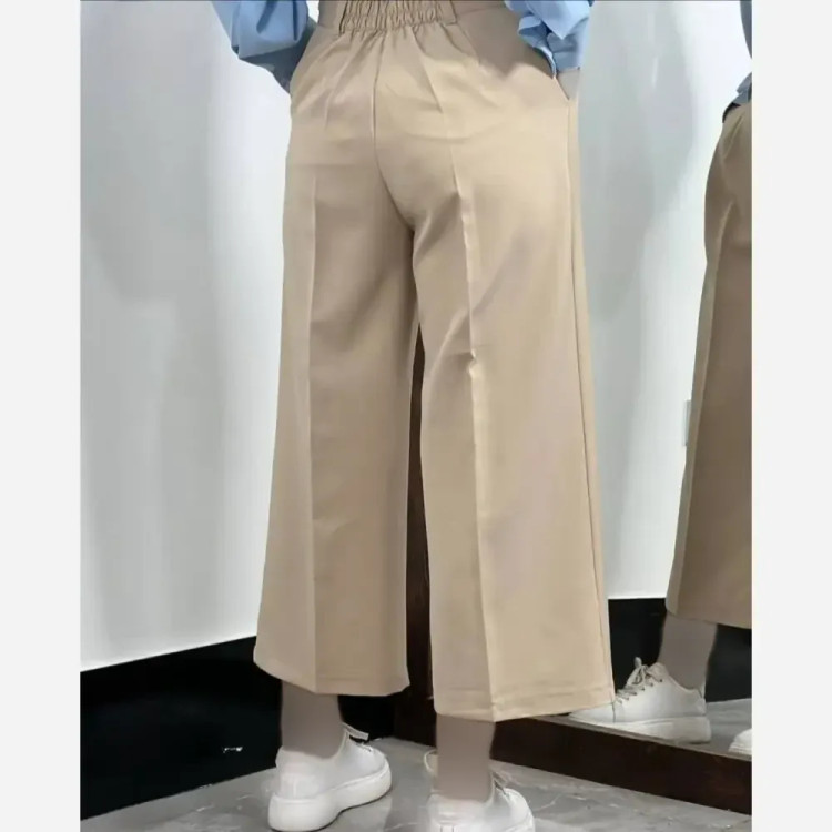 شلوار واید لگ کرپ دابل گرم بالا زنانه سایزبندی 38 تا 48