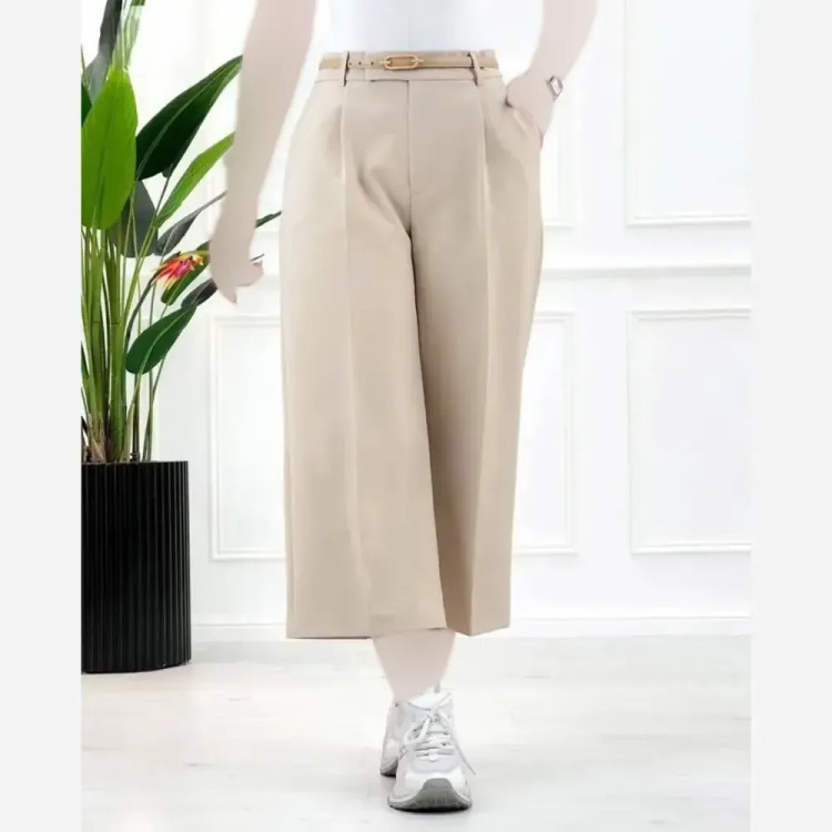 شلوار واید لگ کرپ دابل گرم بالا زنانه سایزبندی 38 تا 48