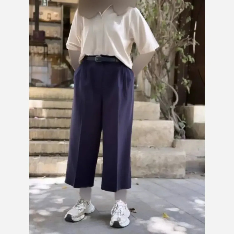 شلوار واید لگ کرپ دابل گرم بالا زنانه سایزبندی 38 تا 48