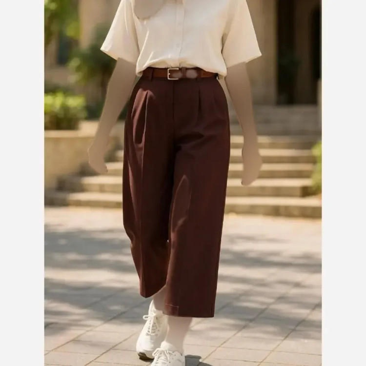 شلوار واید لگ کرپ دابل گرم بالا زنانه سایزبندی 38 تا 48