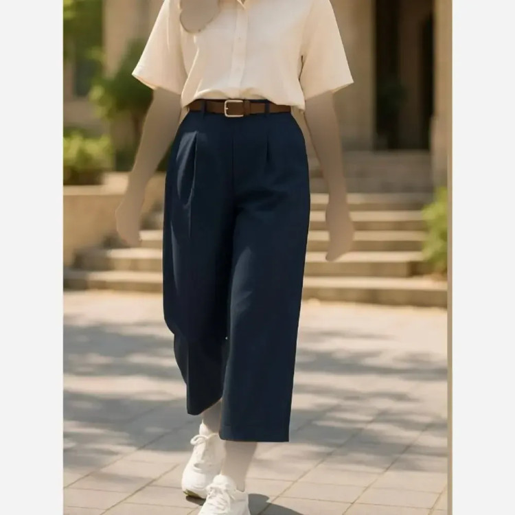 شلوار واید لگ کرپ دابل گرم بالا زنانه سایزبندی 38 تا 48