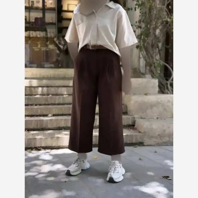 شلوار واید لگ کرپ دابل گرم بالا زنانه سایزبندی 38 تا 48