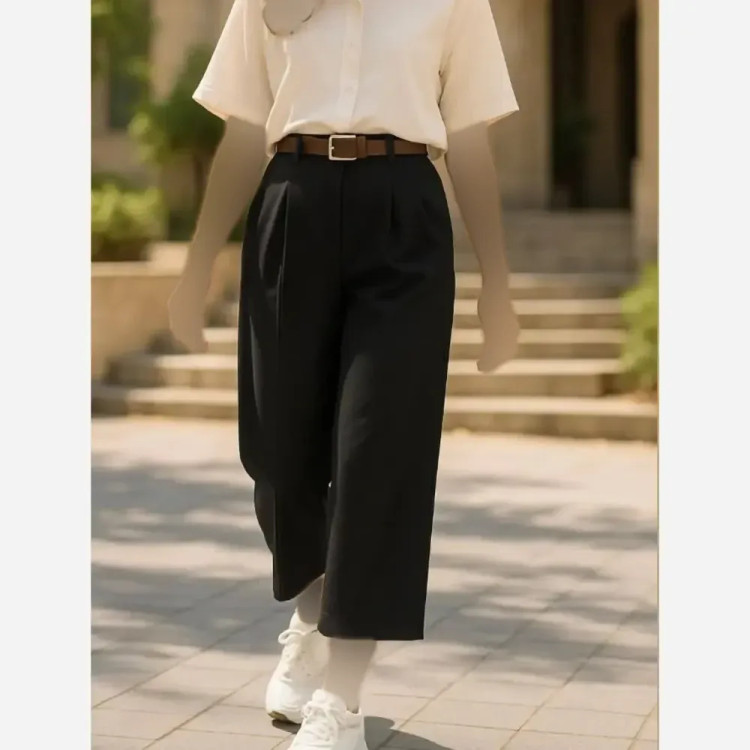 شلوار واید لگ کرپ دابل گرم بالا زنانه سایزبندی 38 تا 48