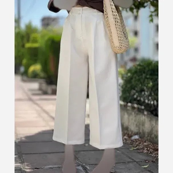 شلوار واید لگ کرپ دابل گرم بالا زنانه سایزبندی 38 تا 48