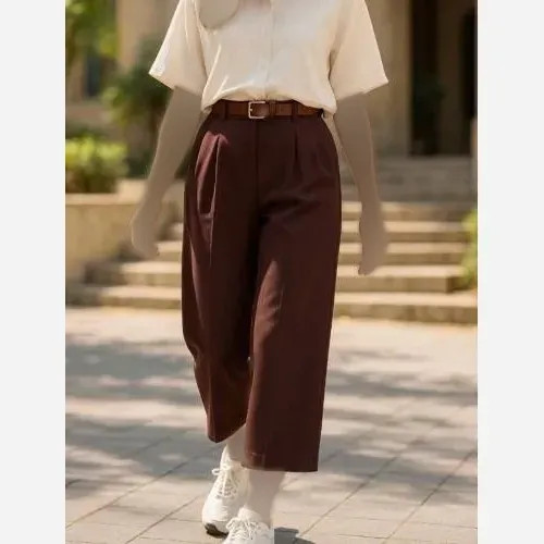 شلوار واید لگ کرپ دابل گرم بالا زنانه سایزبندی 38 تا 48