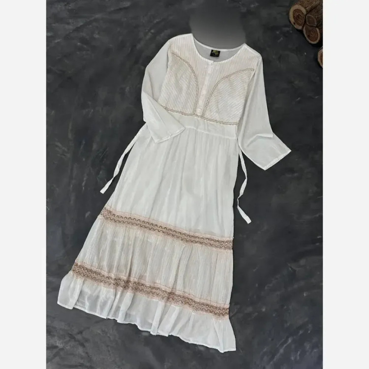 ماکسی ساحلی آنابلا لینن نخ وارداتی فری سایز زنانه قد 130