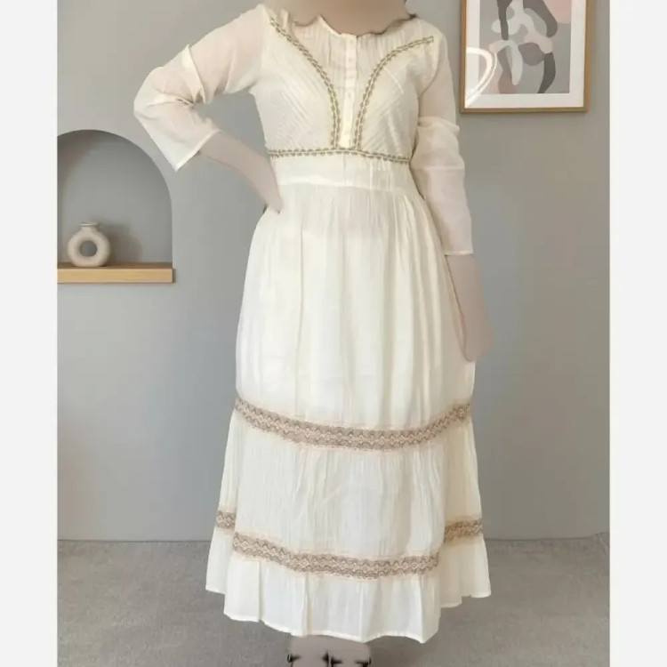 ماکسی ساحلی آنابلا لینن نخ وارداتی فری سایز زنانه قد 130