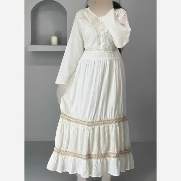 ماکسی ساحلی آنابلا لینن نخ وارداتی فری سایز زنانه قد 130