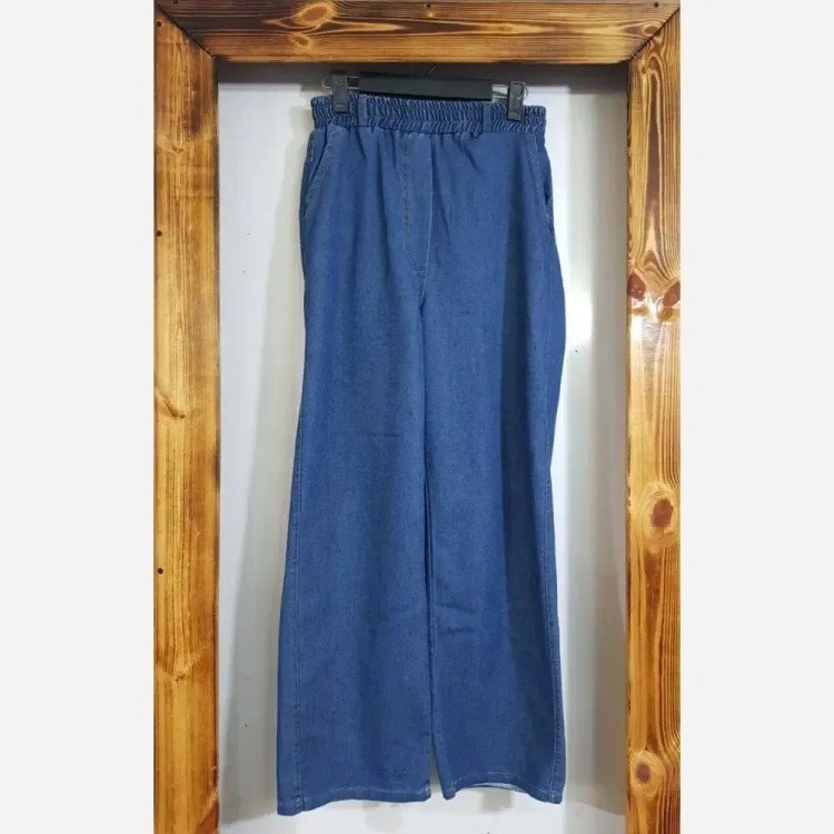 شلوار نیم بگ کاغذی زنانه جین اصل کمر کش در رنگ و سایزهای مختلف