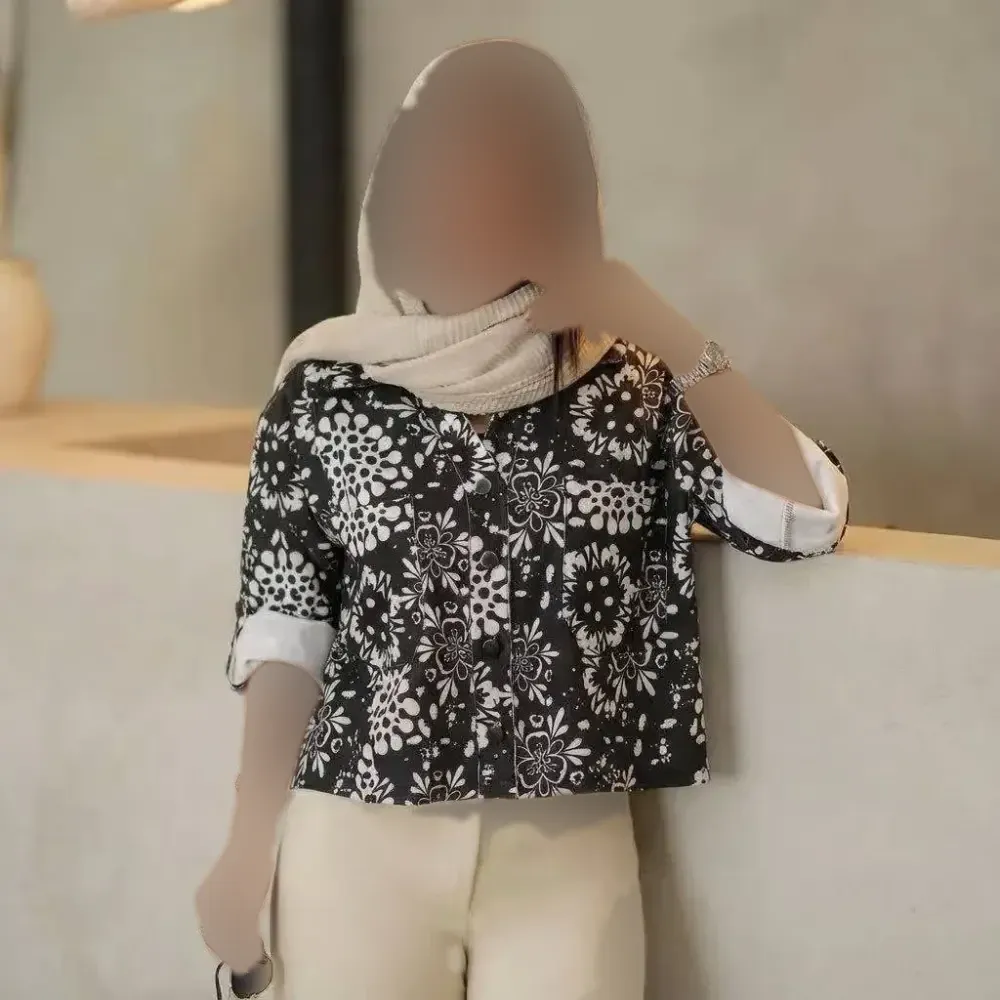 شومیز ترلان مخمل کبریتی چاپی زنانه فری سایز 38 تا 46 آستین گت دار