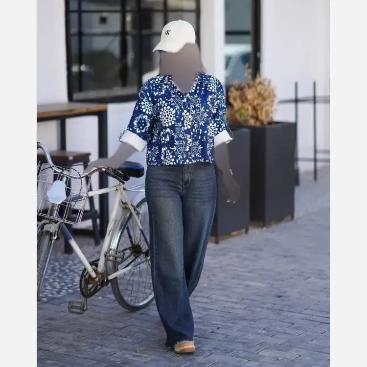 شومیز ترلان مخمل کبریتی چاپی زنانه فری سایز 38 تا 46 آستین گت دار