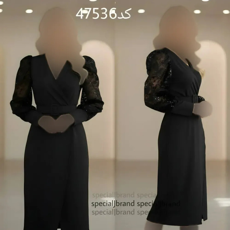 تونیک مجلسی نقره زنانه مشکی قد 110 سایز 48-50