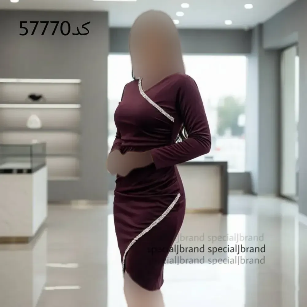 تونیک راحیل کرپ غواصی مشکی بنفش قد 110 زنانه سایز 38-40