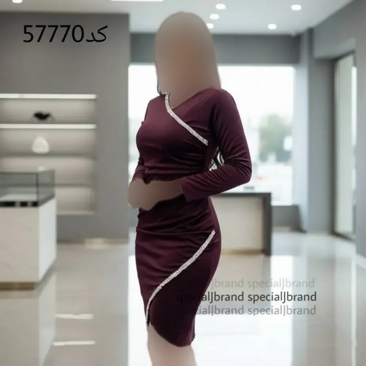 تونیک راحیل کرپ غواصی مشکی بنفش قد 110 زنانه سایز 38-40