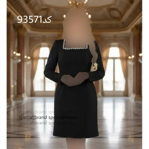 تونیک مجلسی زنانه الین سنگ دوزی شده جنس غواصی قد 95