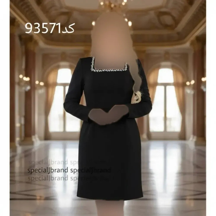 تونیک مجلسی زنانه الین سنگ دوزی شده جنس غواصی قد 95