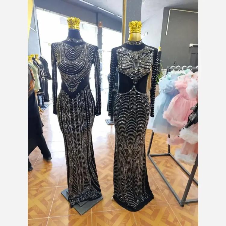 ماکسی نگینی بغل تور مدل لعیا جنس ریون ترک سایزبندی 123