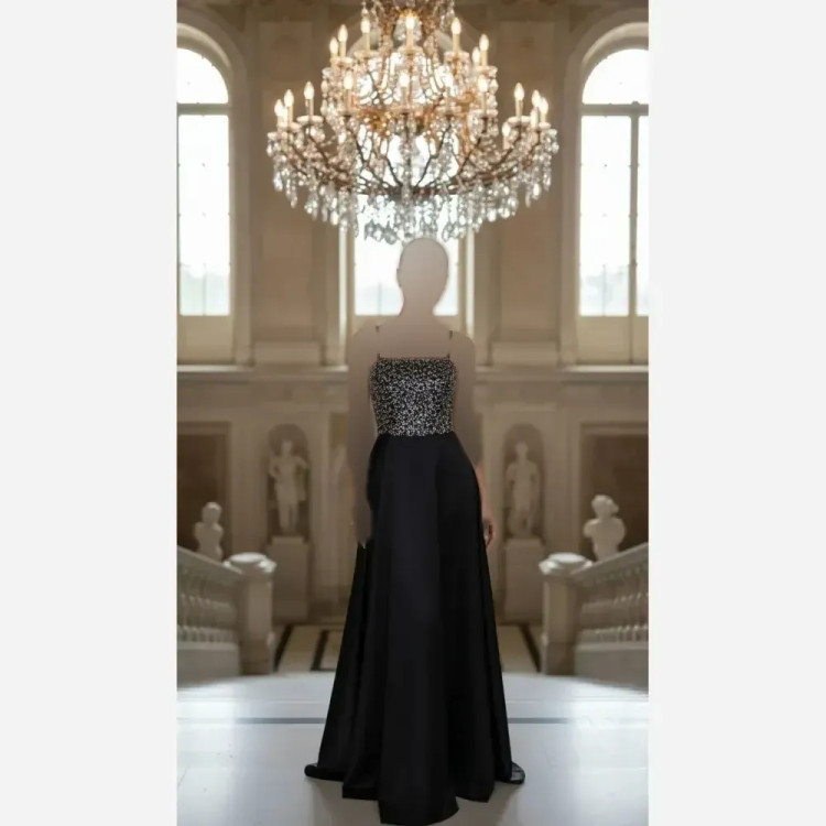 لباس مجلسی زنانه مدل آرمیتا ماکسی ساتن آمریکایی و پولک مخمل سایز 38 تا 46