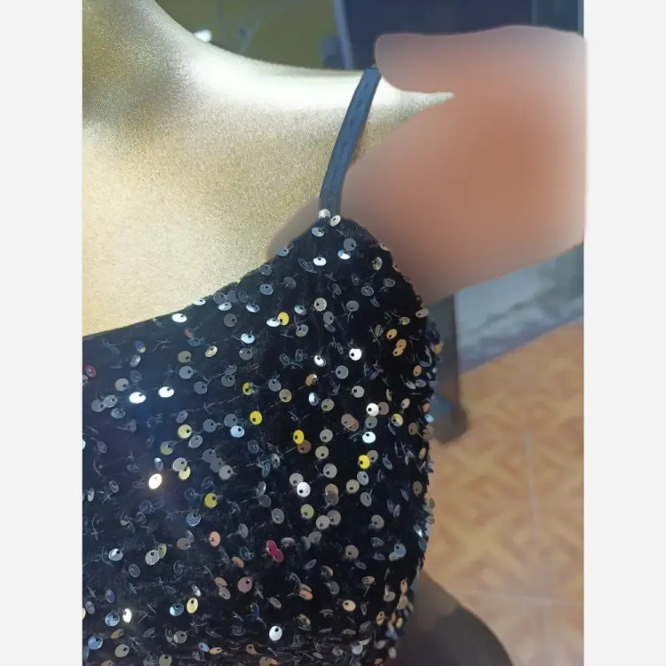 لباس مجلسی زنانه مدل آرمیتا ماکسی ساتن آمریکایی و پولک مخمل سایز 38 تا 46