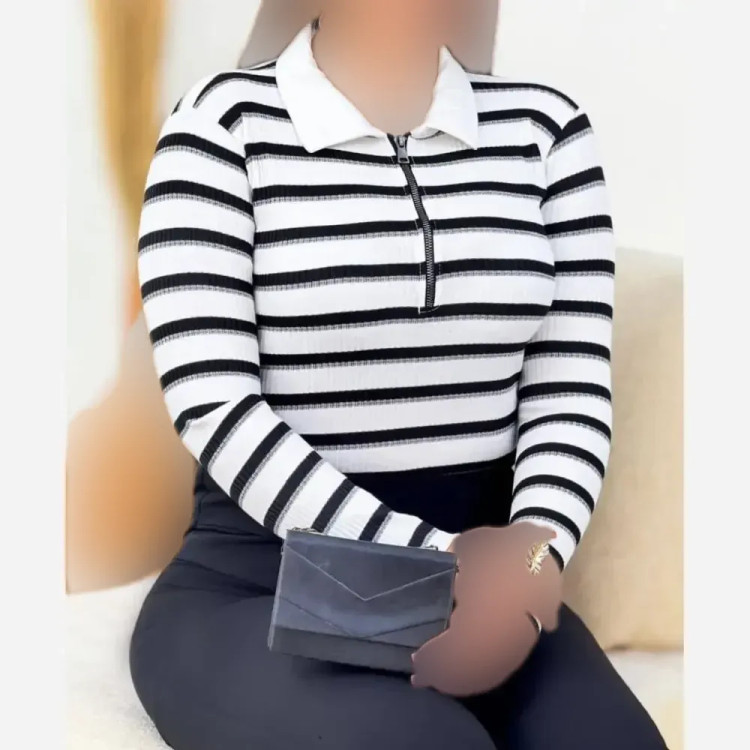 بلوز رزان فانریپ زنانه فری سایز مشکی طوسی شیک کاربردی