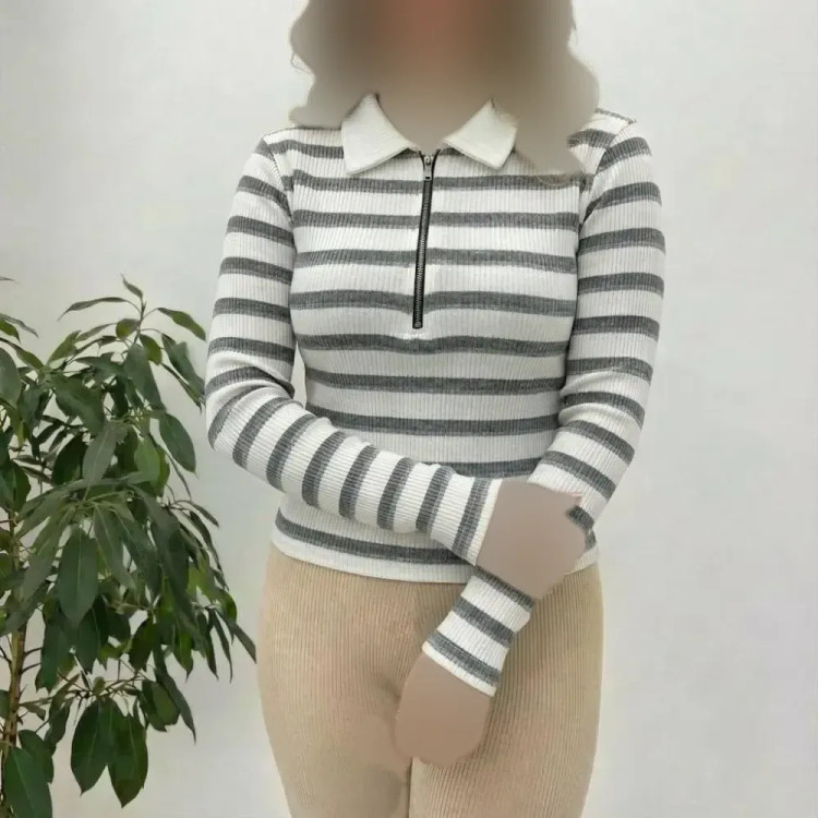 بلوز رزان فانریپ زنانه فری سایز مشکی طوسی شیک کاربردی