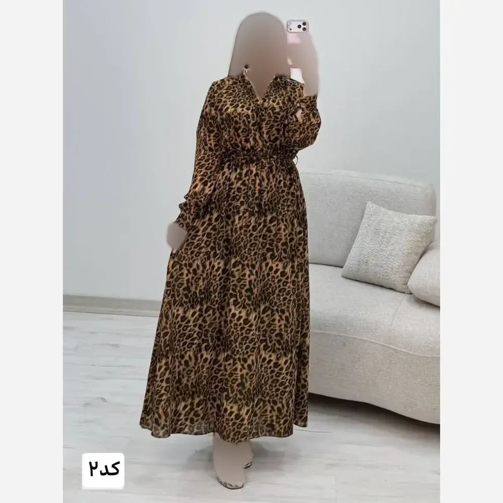 پیراهن ساحلی حریر خنک تابستانه زنانه فری سایز تا 48 قد 135