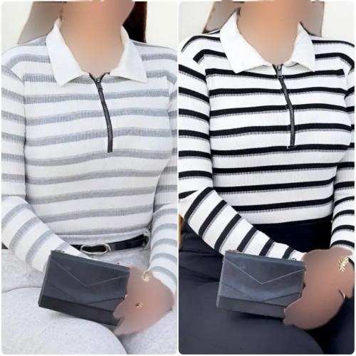 بلوز رزان فانریپ زنانه فری سایز مشکی طوسی شیک کاربردی