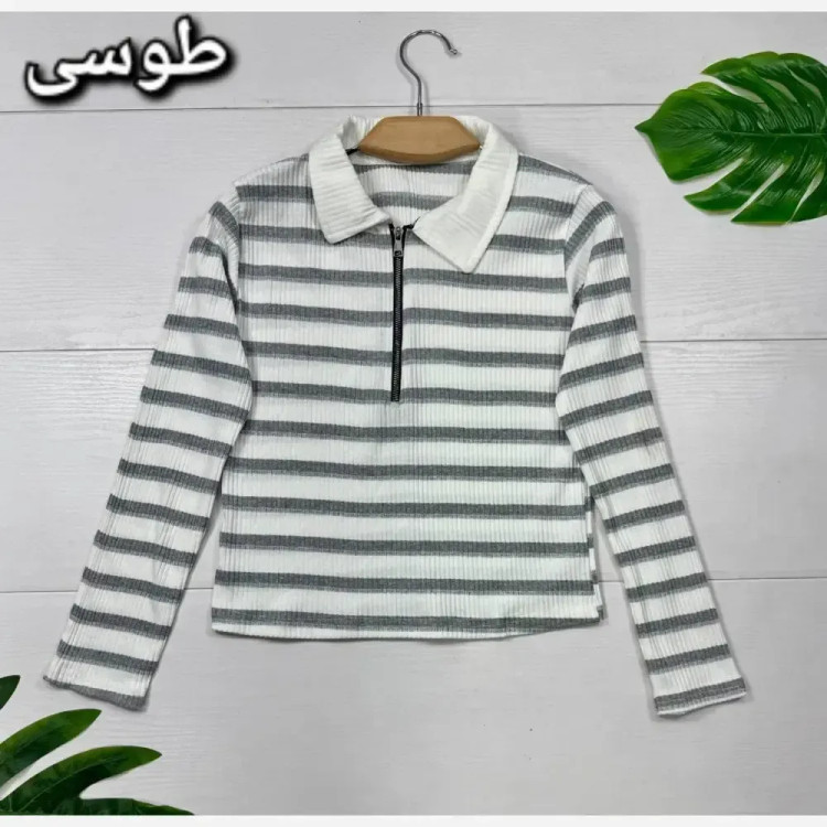 بلوز رزان فانریپ زنانه فری سایز مشکی طوسی شیک کاربردی