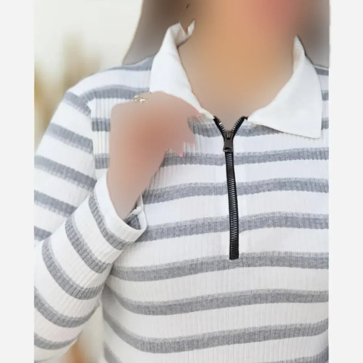 بلوز رزان فانریپ زنانه فری سایز مشکی طوسی شیک کاربردی