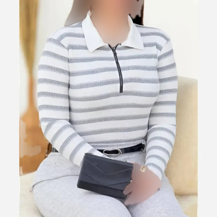 بلوز رزان فانریپ زنانه فری سایز مشکی طوسی شیک کاربردی