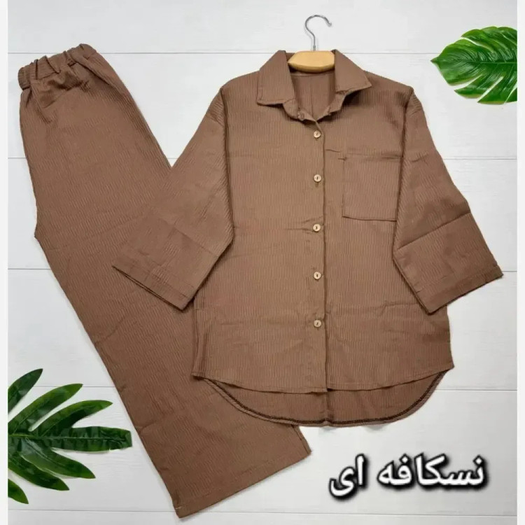ست نازنین آیوا کوک دوزی فری سایز 38_46 زنانه نسکافه ای بنتون شیری کرم