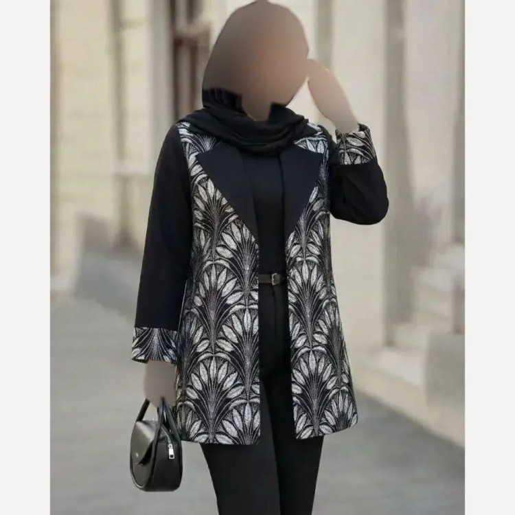 مانتو مجلسی زنانه کرپ کش آوان طلایی نقره ای فری سایز شیک و با کیفیت