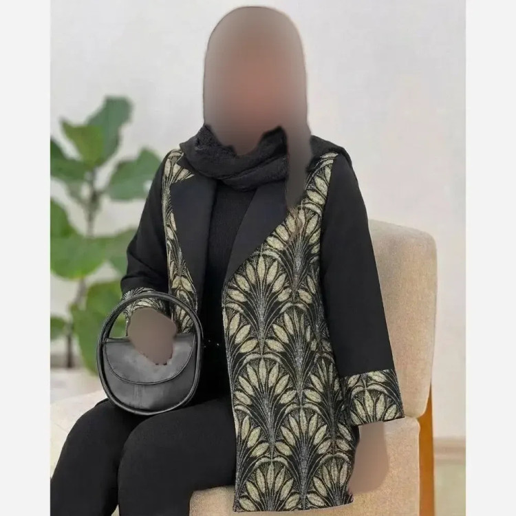 مانتو مجلسی زنانه کرپ کش آوان طلایی نقره ای فری سایز شیک و با کیفیت