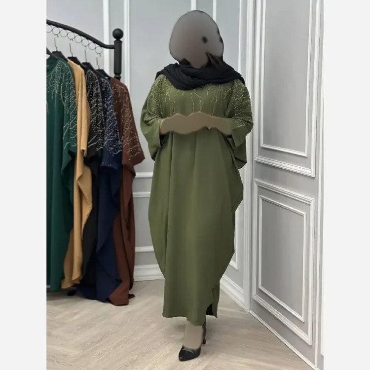 عبایی نگین آبشاری الیزه فری سایز زنانه مجلسی شیک مشکی کرم نسکافه ای
