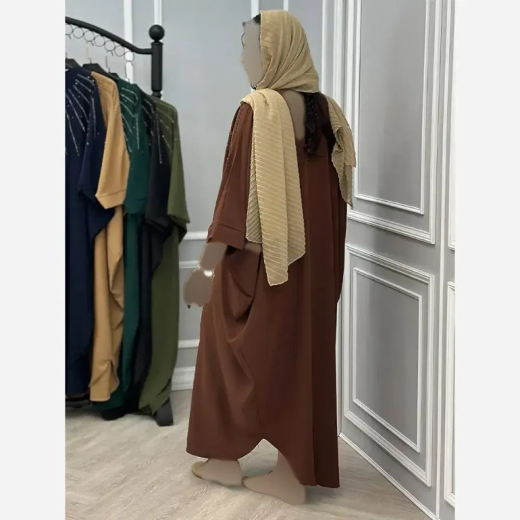 عبایی نگین آبشاری الیزه فری سایز زنانه مجلسی شیک مشکی کرم نسکافه ای