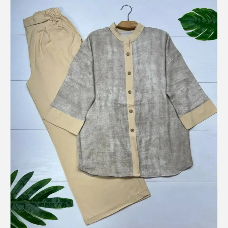 ست شومیز و شلوار زنانه بهارمست گازوئیلی فری سایز شیک بیرون پوش