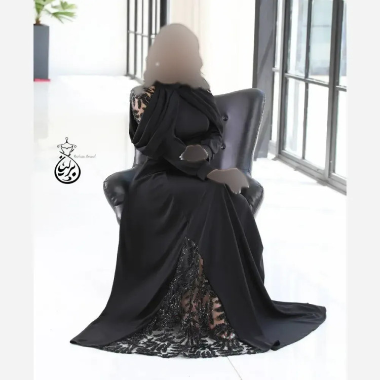 لباس مجلسی زنانه کرپ غواصی پولکی ترک مشکی سایزبندی کامل