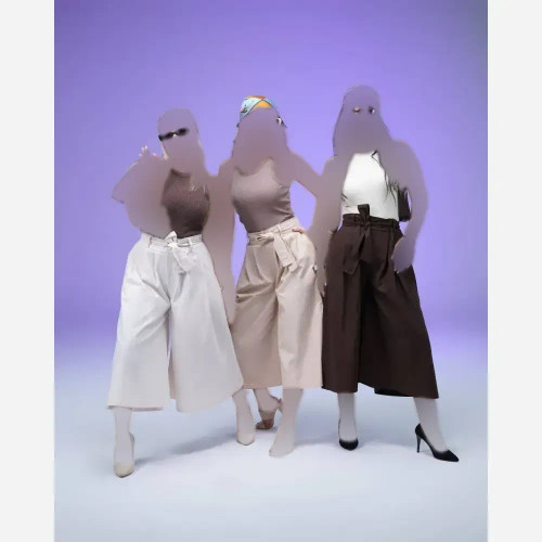 دامن شلواری لینن بنددار مدل سارا فری سایز 38 تا 48 پشت کمرکش جیب دار